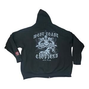 y2k West Coast Choppers Jesse James mens xl black zip up cross hoodie vintage
